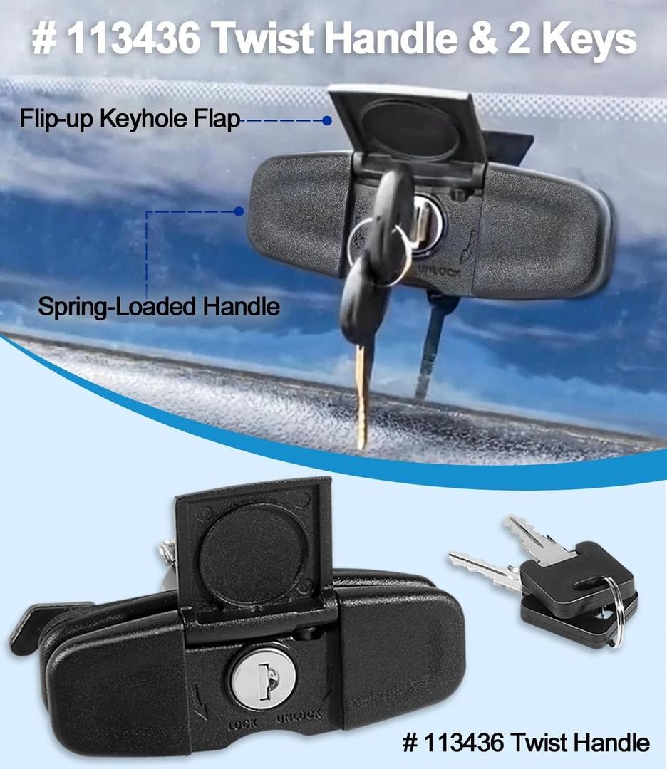 PSLER 113436 Twist Handle Kit with 2Keys - for 100XQ / 100XL / 100XR Truck Cap, Replacement Part for Latches 83514/83515