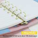 MultiBey A7 Refillable 6 Ring PU Leather Binder, Mini Padfolio Binder Notebook Cover for A7 Filler Paper, Loose Leaf Personal Planner Cover with Zip Wallet Bag and Pen, A7 Budget Binder (Pink)