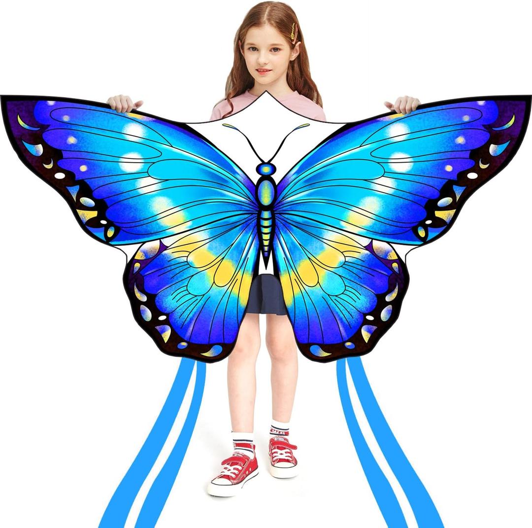 HONBO Butterfly Kites for Kids & Adults,55" x 28" Large Beginner Kite for Kids Ages 4-8,Easy to Fly for Beginners, Each Kite with 300ft Line Handle,Beach Kites for Outdoor Activities & Family Trip