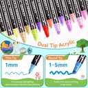 48 Colors Dual Tip Acrylic Paint Pens Markers, Premium Painting Markers Stocking Stuffers for Rock, Wood, Fabric, Glass, Canvas, Ceramic, Easter Gifts for DlY Crafts Art Supplies
