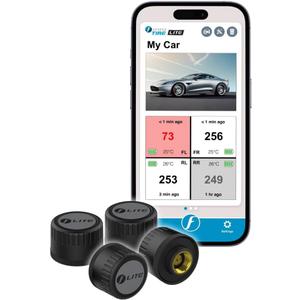 FOBO TIRE LITE TPMS Sensor - Wireless Tire Pressure Monitoring System with Bluetooth 5.0 | Real-Time Tire Pressure Sensor | Easy DIY Installation for Car SUV & 4x4 | Compatible with iOS & Android