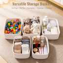 5 Pack White Small Woven Storage Baskets for Shelves, Cotton Rope Baskets Organizer for Bathroom, Closet & Nursery, Decorative Storage Bins for Organizing Socks, Toys, 11.8"x7.9"x4.7"