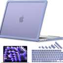 Batianda Ultimate Laptop Case for M4 MacBook Air 15 inch 2025 A3241 2024 M3 A3114 2023 M2 A2941 Model Matte Carbon Fiber Edges Shockproof Anti-Scratch and Anti-Fingerprint, Lavender Grey