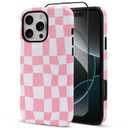 SOKAD Magnetic Checkered Phone Case for iPhone 16 Pro Max, Pink