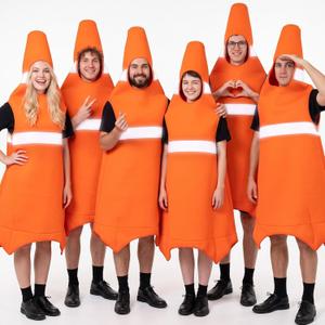 Unittype 6 Pcs Traffic Cone Costume Adults, Halloween Group Costumes