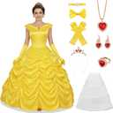Yellow Princess Women's Suit Halloween Costume Adult Party Dress-Including Accessories (X-Large)