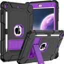 BMOUO Case for iPad 9th 8th 7th Generation (10.2 inch, 2021/2020/2019), Shockproof Protective iPad 10.2 Case with Built-in Stand/Pencil Holder, Black and Purple