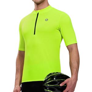 Nepest Cycling Jersey Men Short Sleeve Bike Shirts with 4 Rear Pockets Moisture Wicking Half Zip Road & Mountain Biking (Small, Neno Green)