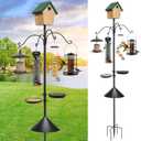 93Inch Bird Feeding Station,Heavy Duty Bird Feeder Pole House Stand Mount Kit with Squirrel Proof Baffle,Adjustable Buddy Poles for Outdoors Hanging.