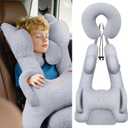FLORICH Kids Travel Pillow, Car Sleeping Travel Pillow for Kids, Removable H-Shaped Pillow for Adults and Children to Support Head and Body Road Trips with Neck Pillow and Blanket (Grey)