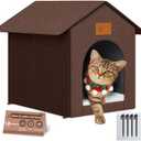 Outdoor Cat House for Shelter Feral Cat, Outside Waterproof Cat House for Outdoor/Indoor Cats, Insulated Cat Bed for All Seasons with Cozy Cushion (Brown, Zip Style)