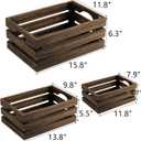 ZOOFOX Set of 3 Nesting Wooden Crates, Rustic Wood Basket with Handles, Decorative Farmhouse Wooden Storage Container Boxes for Party, Office, Bedroom, Kitchen and Closet