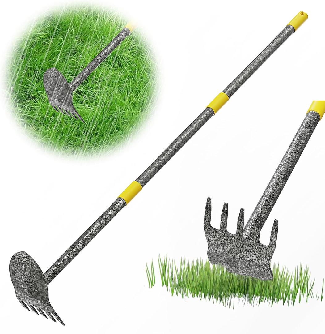 Luvenia Hoe Garden Tool Heavy Duty Garden Hoe for Weeding Loosening Soil 2 in 1 Manual Garden Tools Long Handle Adjustable 16-45 Inch Steel Shaft for Gardening