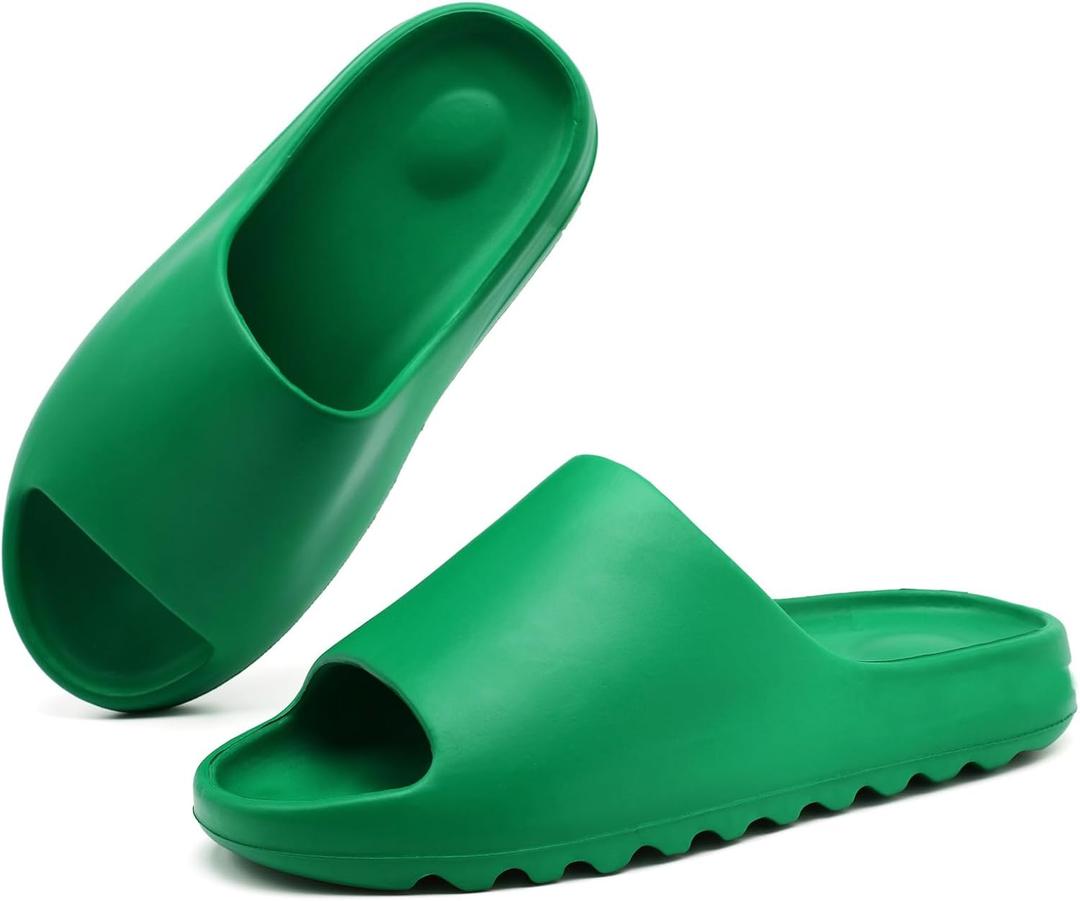Shoquis Cloud Slides Sandals for Women Men, Pillow Slippers,Open Toe Garden Shoes,sandals women,Drying Soft Lightweight Shower Shoes for Indoor and Outdoor (10 Women/8.5 Men, Dark Green)