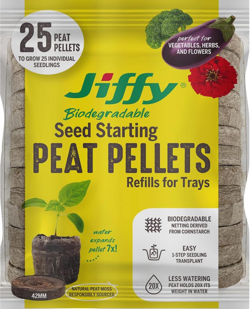 Jiffy J4REFILL 25 Peat Pellets, 42 mm, Brown, Pack of 2 