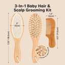 Baby Hair Brush Set for Newborns - Soft Goat Bristle Wooden Baby Brush and Comb Set Newborn Grooming Kit for Cradle Cap, Durable & Gentle, Boy, Girl Infant Essentials Care Kit (Regular, Walnut)