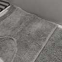 LuxUrux Bathroom Mats 2 Piece Set, Bathroom Rug Set, Soft Absorbent Chenille Bath Mat & Contour Toilet Rug, Non Slip, Quick Dry, Machine Washable Shaggy Bathroom Mats (Gray, 20"x30"+20"x20" U-Shaped)