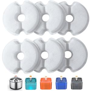 Pet Water Fountain Filter 6 Pack, Yiupea Replacement Cat Filters for 2L-2.5L / 67-84 oz Cat Water Fountain, Cotton Activated Carbon & Resin with Triple Filtration