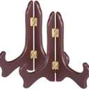 MECCANIXITY 2Pcs Wooden Easel Plate Holder, 8" Small Wood Easels Folding Table Display Stand for Decorative Picture Frame Book Artwork Desktop Ornaments, Burgundy
