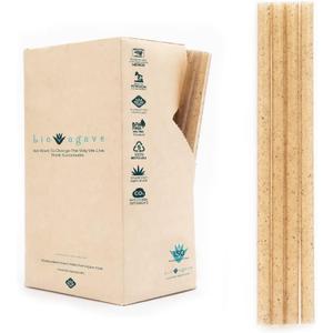 Biodegradable 8.25" x 8mm Jumbo Straws Made From Agave Fibers 150 Pcs | Plant-Based Eco-Friendly Products | Drinking Straws | Reusable Straws | Plastic-Free | Gluten Free