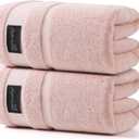 REDKISS 2 Pack Large Bath Towels Set, 100% Cotton, 31x63 in, Heavyweight 760G, Highly Absorbent & Quick Dry, Super Soft Luxury Towels for Bathroom,Hotel Collection - Pink (Ping)