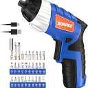 Electric Screwdriver, SORAKO Cordless Screwdriver Rechargeable 4V Max, Power Screwdriver with LED Light, 1300mAh Battery Screwdriver 6 Nm 30 PCS Screw Gun Accessories for Home DIY, Car Repair