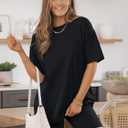AUTOMET Womens 2 Piece Sets Summer Outfits 2026 Two Piece Lounge Set Matching Clothing Oversized T-shirts Biker Short Fashion (Black) Medium 