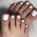 GLAMERMAID Press on Toenails, Spring Summer Pure White Gel Glue on Toe Nails, Glossy Toe Nails Reusable UV Finish Fake Nails Acrylic False Nails Manicure Kits for Women