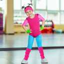 Giegxin Kids 80s Workout Costume Halloween Outfit Accessories Retro Neon Leotard Legging Headband Wristband Leg Warmers, 110