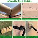 JUST-V Inflatable Camping Tent Waterproof Oxford Air Glamping Tents for Camping Adult 2-4 Person Outdoor Air Blow Up Tent with Hand Pump, 86.61 inches x 86.61 inches x 67"
