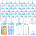 48 Pcs 4.5 Inch Baby Bottle Shower Favor Mini Plastic Candy Bottle Baby Shower Fillable Feeding Candy Box for Party Boy Girl Birthday Newborn Baptism with Removable Blue Tops