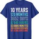 10 Year Old Bday Decorations Son Boy 10yr 10th Birthday T-Shirt, Large