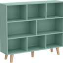 IOTXY Wooden Open Shelf Bookcase - 3-Tier Bookshelf with Leg, Tiffany-Green, 100CM Legs