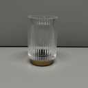 Battery Operated Lamp, Cordless Table Lamp with Timer, Desk Bedside Lamps with LED Warm Light, Glass Small Table Lamp for Bedroom, Bathroom, Living Room, Home Decor - Transparent