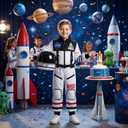 Gomukot Direct Kids Astronaut Costume NASA Space Jumpsuit for Halloween Boys Girls Pretend Role Play Dress Up (3-4 Years)