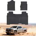 Floor Mats for 2014-2018 Chevy Silverado/GMC Sierra 1500 Crew Cab & 2015-2019 Silverado/Sierra 2500 HD/3500 HD Crew Cab,All Weather TPE Floor Liners Custom Fit for Chevy Silverado Full Set Car Mats
