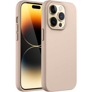 JETech Silicone Case for iPhone 14 Pro Max 6.7-Inch, Silky-Soft Touch Full-Body Protective Phone Case, Shockproof Cover with Microfiber Lining (Gold)