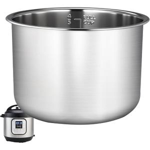 Upgraded Stainless Steel Inner Pot for Instant Pot 6 QT, Replacement Pot for Instant Pot 6 Quart, 304[18/8] stainless steel thickened design, 0 Coating, Non-Toxic (No Teflon)