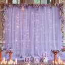 10ft x 10ft Purple Backdrop Curtain with Lights String for Parties, Sheer Tulle Wedding Photo Backdrops Drapes for Purple Birthday Party Decorations Background for Photography