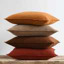 Throw Pillow Covers 18x18 Corduroy Set of 4 Decorative Couch Throw Pillow Cases Fall Velvet Farmhouse Striped Cushion Covers for Sofa Bed Home Decor Gift for Thanksgiving Day Christmas Burnt Yellow, Maillard Tones