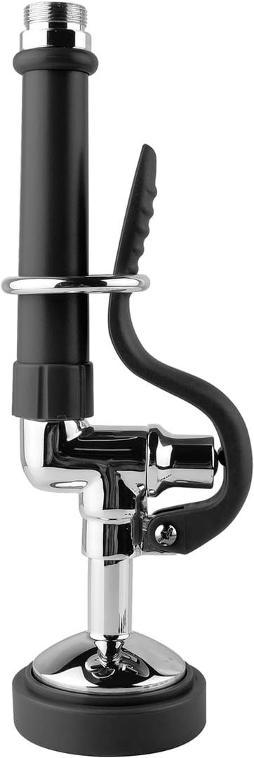 Pre Rinse Sprayer Commercial Sink Sprayer Head,1.42GPM Spray Valve Dish Nozzle with Ergonomic Handle, Faucet Parts for Commercial Kitchen Faucet,Chrome FinishedBlack