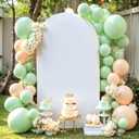 7.2FT Wedding Arch Backdrop Cover, Spandex Fitted White Arch Covers Stretchy Backdrop Balloon Arch Back Drop for Wedding Birthday Party Christmas Banquet Decoration