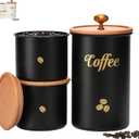 Coffee Canister, 3 pack Large Airtight Coffee Bean Storage Container, Caf Grounds Container, Cafe Jar Cafe Holder, Food Storage Container for Flour, Sugar, Tea (Black)