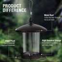 Metal Bird Feeder for Outdoors Hanging,3.0LB Seed Feeder,Easy to Fill & Clean,360° Feeding,Weatherproof Roof for Gardens and Wild Birds,Brown