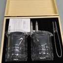 Gifts for Men Dad, Father's Day Anniversary Birthday Gifts Ideas for Him Husband Boyfriend, Stainless Steel Whiskey Stones and Whiskey Glasses Set, Unique Whiskey Bourbon Groomsman Gifts for Men Boss