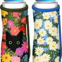 Toykee Water Bottle Sleeve for Cirkul 22 oz - 2 Pack Bottles Cover Holder Carrier Bag with Side Handle (Colors Flower Cat)