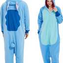 MAJ&COS Animal Onesies Adult Pajamas Halloween Cosplay Costume Unisex Onesie for Women Men (XX-Large, Zipper Blue Onesie)