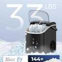 Nugget Ice Maker Countertop, 33LBS/24H, Self-Cleaning Portable Pebble Ice Machine with Soft Chewable Pellets Sonic Ice, Buscket and Scoop, for Home/Kitchen/RV/Party/Camping/Office, Black