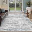 Soalmost 7x9 Area Rug for Living Room Washable Abstract Vintage Soft Thin Indoor Floor Non-Slip Carpet for Bedroom Dining Room Grey