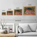 Gold Framed Sleeping Leopard Wall Art Luxury Jungle Colorful Cheetah Animal Poster Retro Maximalist Tropical Floral Pink Dopamine Canvas Print Aesthetic for Bedroom Home Decor 16x24inch